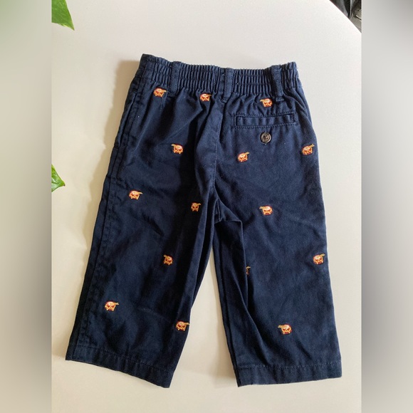 Ralph Lauren Baby Boy Pants Navy Blue with Embroidered Drum Pattern Size 9 M - Picture 2 of 4